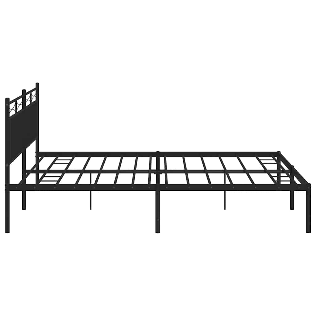 Cadre de lit métal sans matelas avec tête de lit noir 193x203cm - XIOS