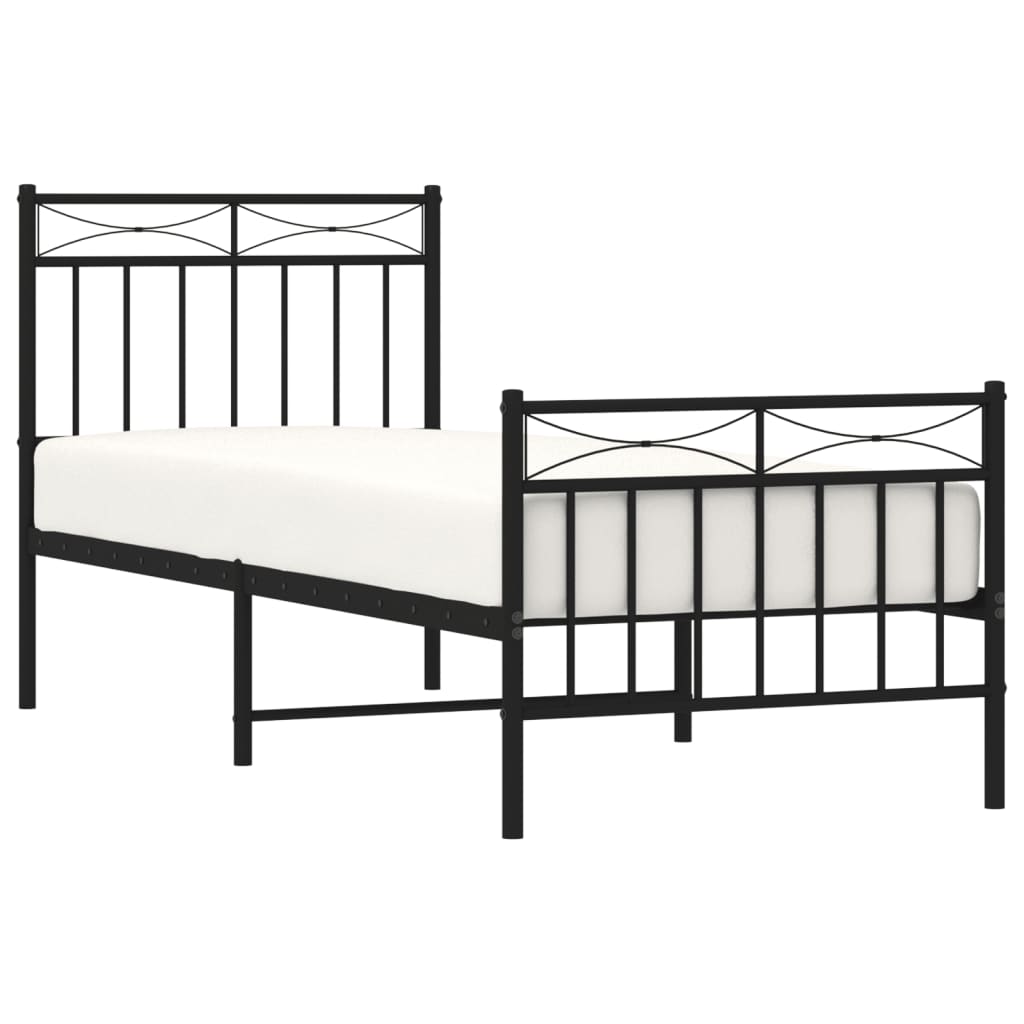 Cadre de lit métal sans matelas avec pied de lit noir 80x200 cm - XIOS