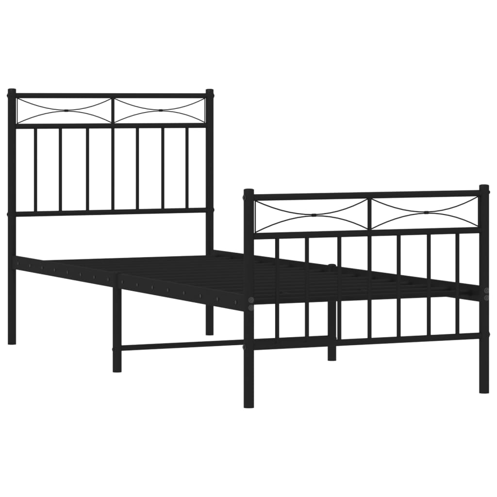 Cadre de lit métal sans matelas avec pied de lit noir 80x200 cm - XIOS