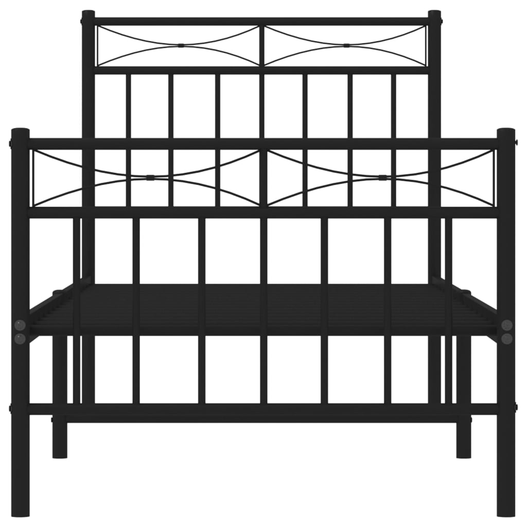 Cadre de lit métal sans matelas avec pied de lit noir 80x200 cm - XIOS