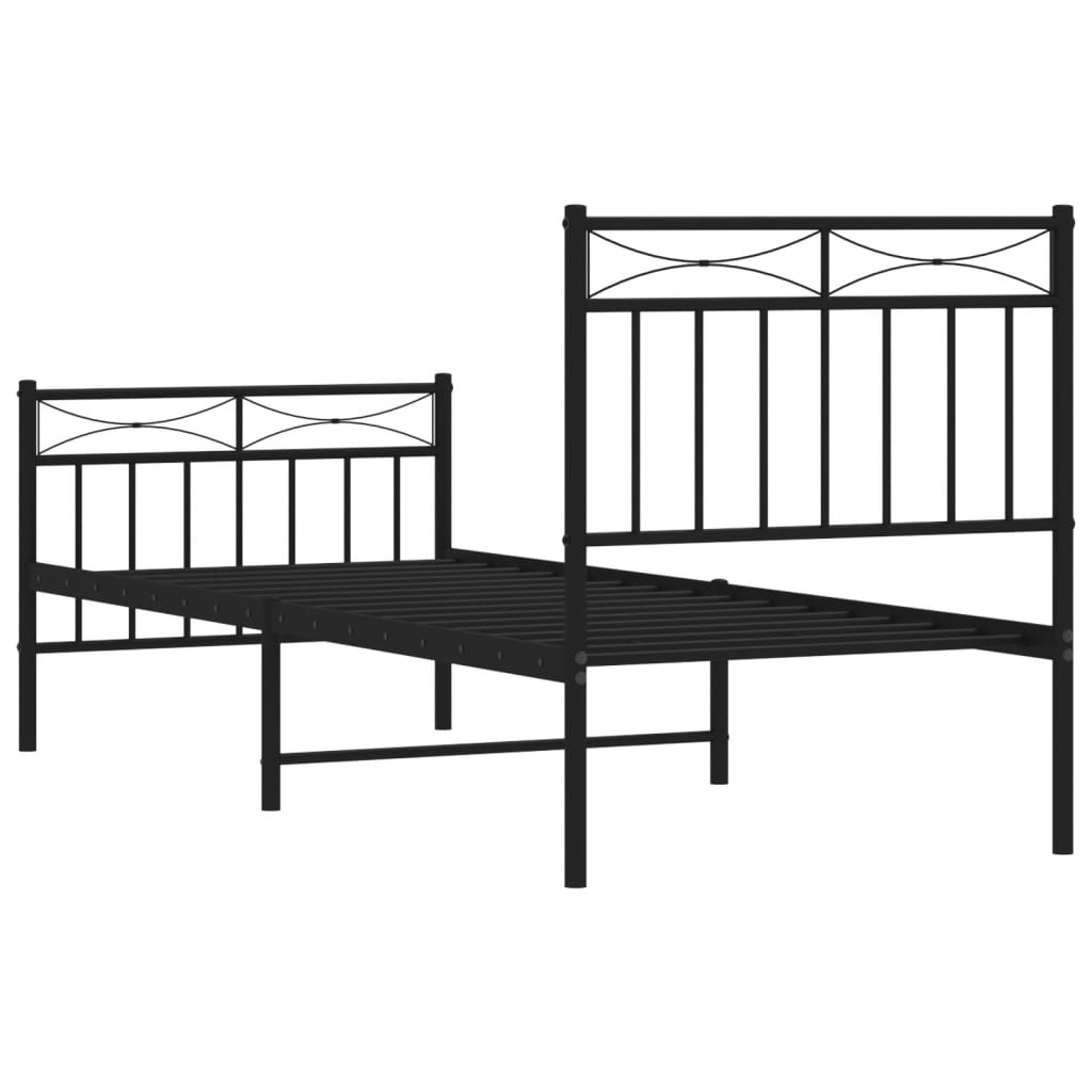 Cadre de lit métal sans matelas avec pied de lit noir 80x200 cm - XIOS