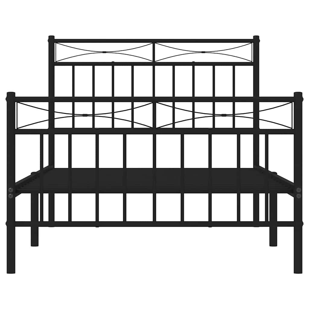 Cadre de lit métal sans matelas avec pied de lit noir 100x190cm - XIOS