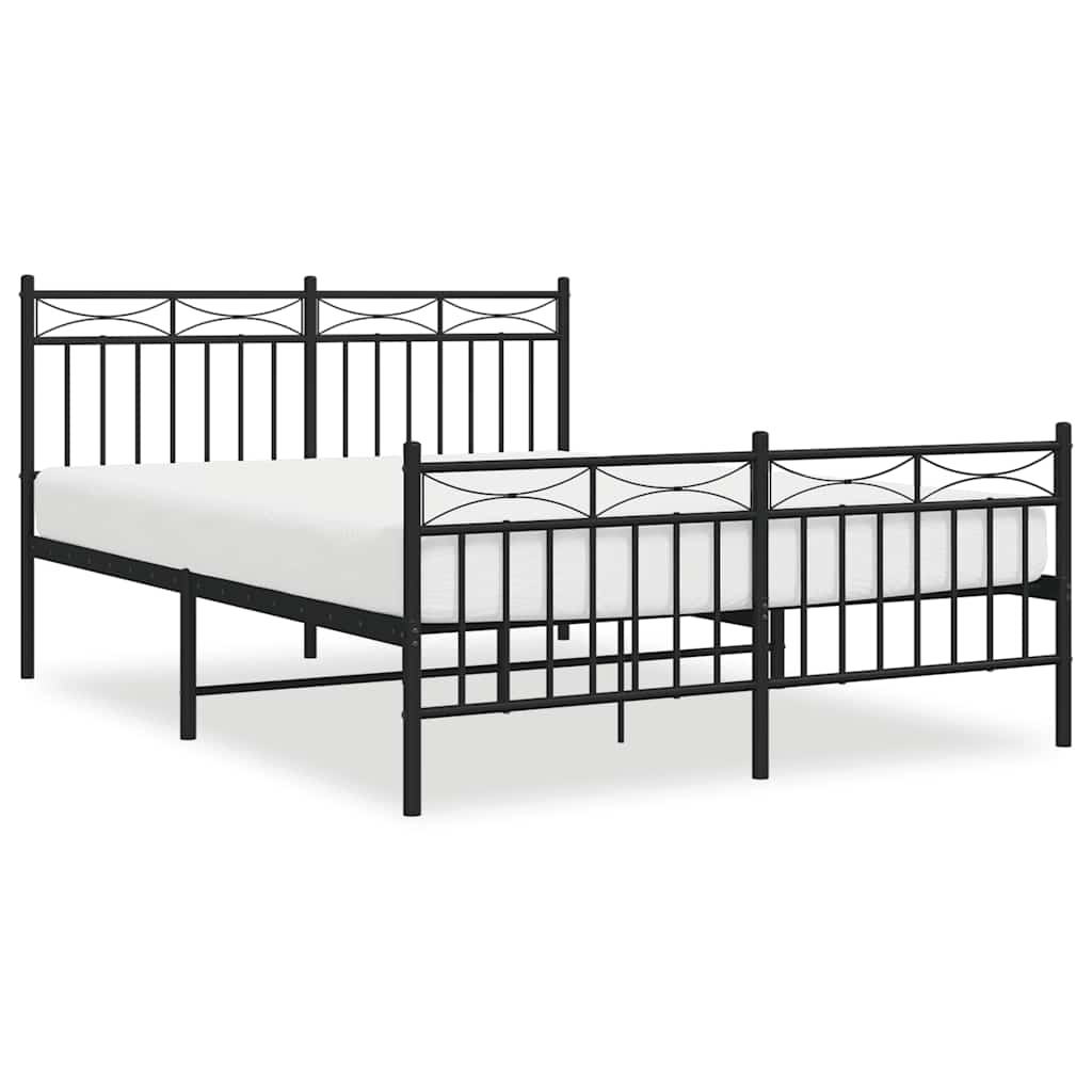 Cadre de lit métal sans matelas avec pied de lit noir 135x190cm - XIOS