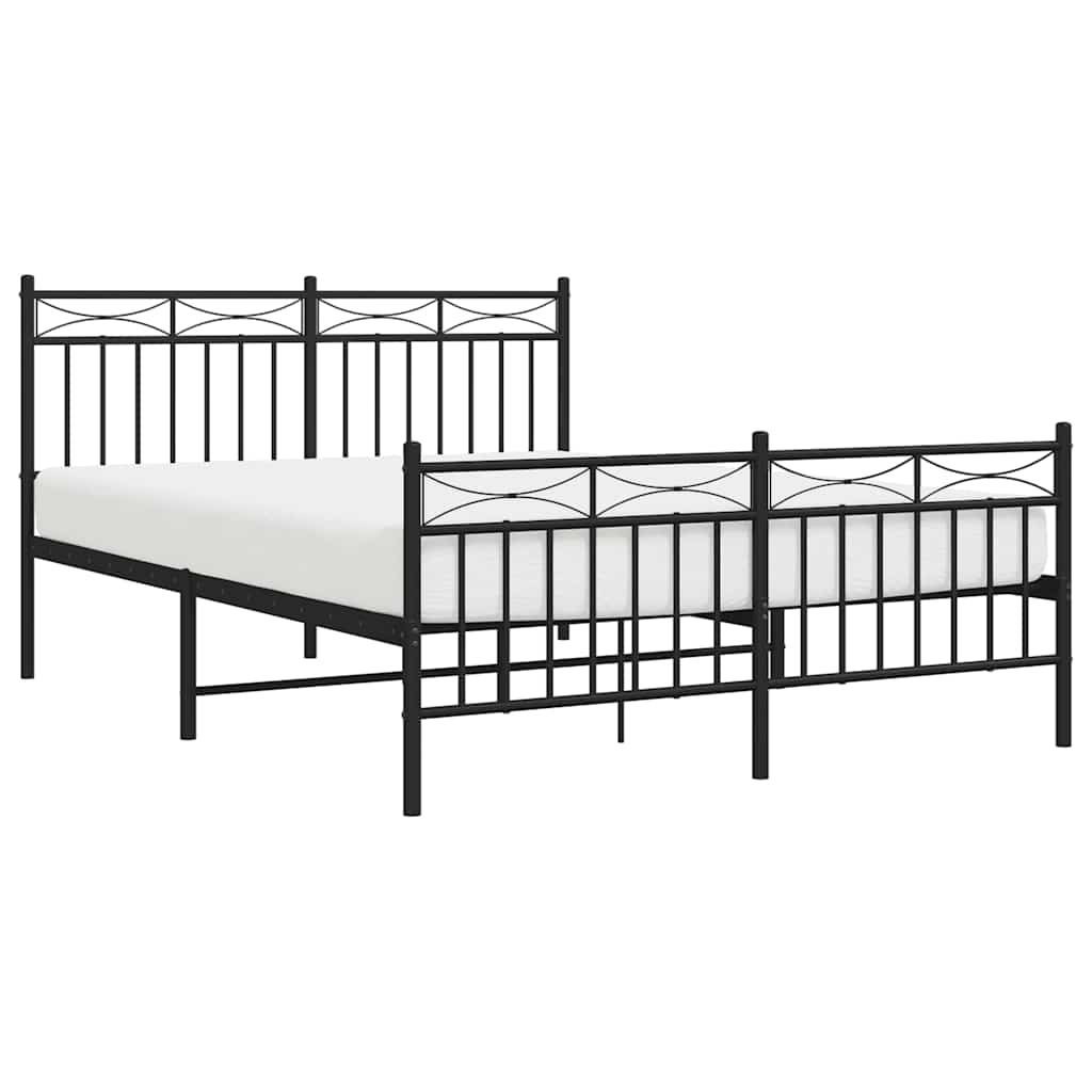 Cadre de lit métal sans matelas avec pied de lit noir 135x190cm - XIOS