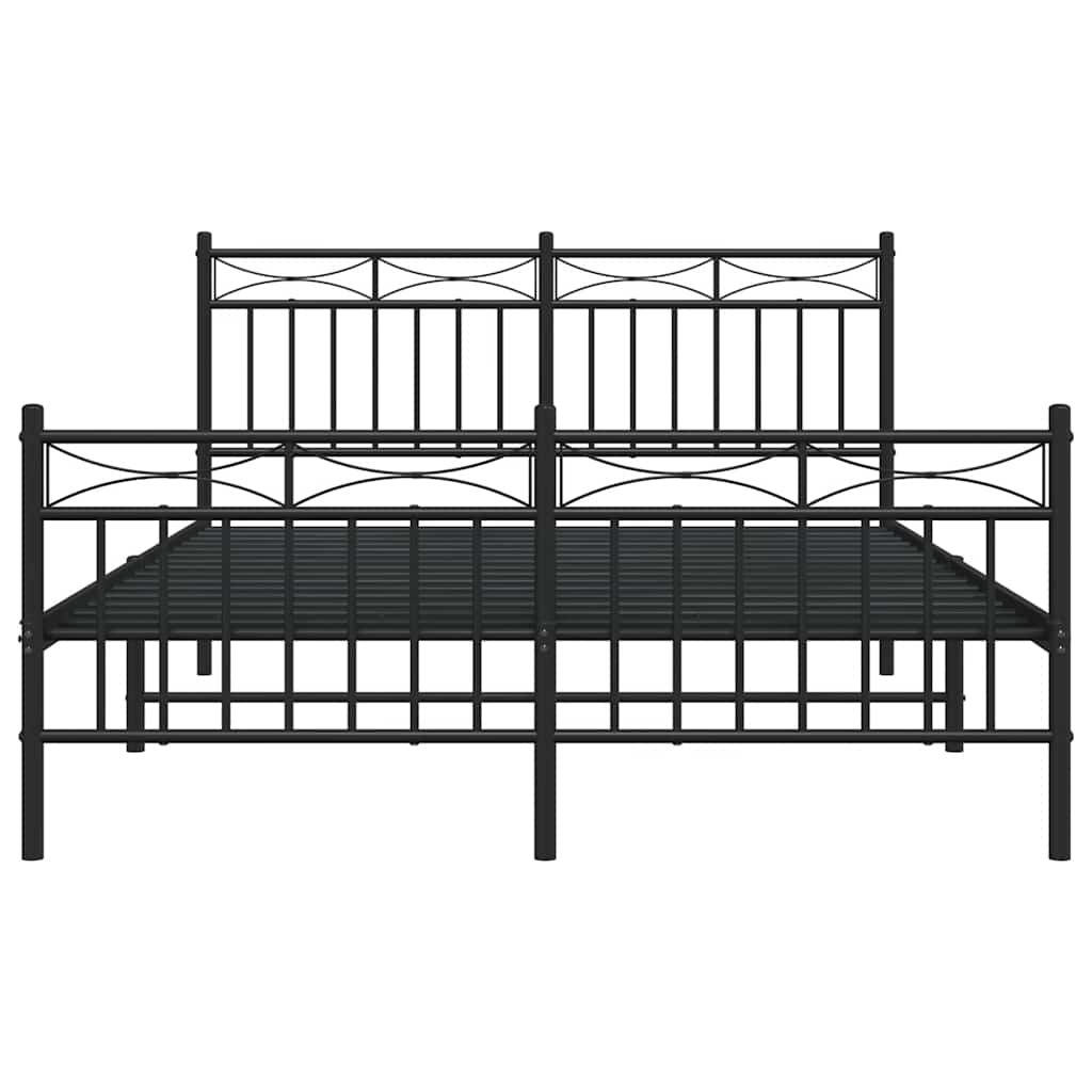 Cadre de lit métal sans matelas avec pied de lit noir 135x190cm - XIOS