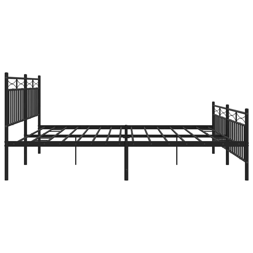 Cadre de lit métal sans matelas avec pied de lit noir 193x203cm - XIOS