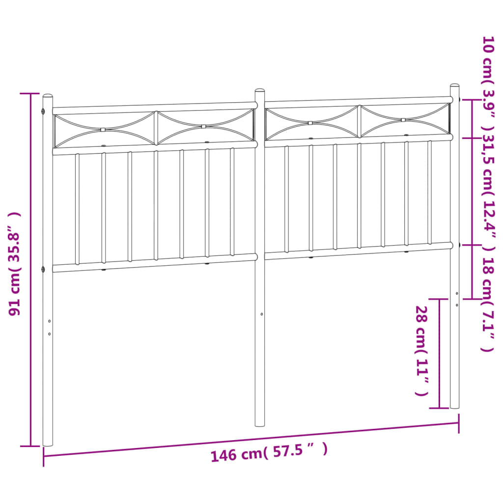 Tête de lit métal noir 140 cm Têtes et pieds de lit vidaXL