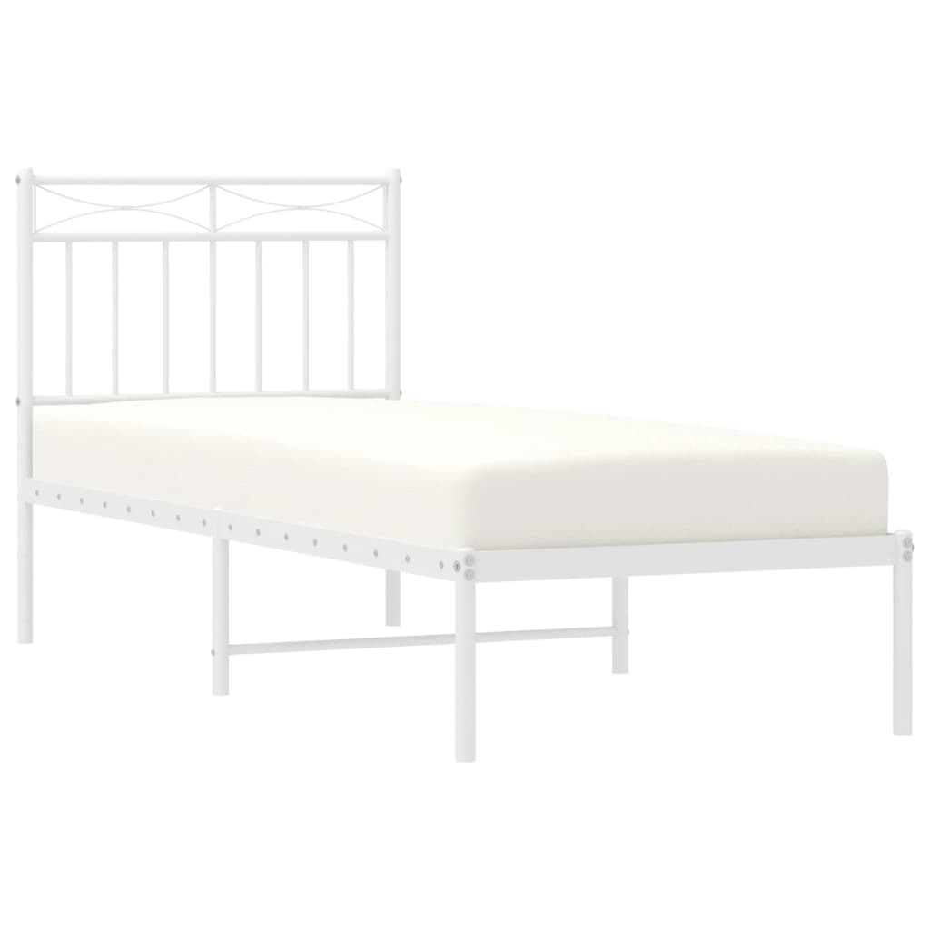 Cadre de lit métal sans matelas avec tête de lit blanc 75x190cm - XIOS