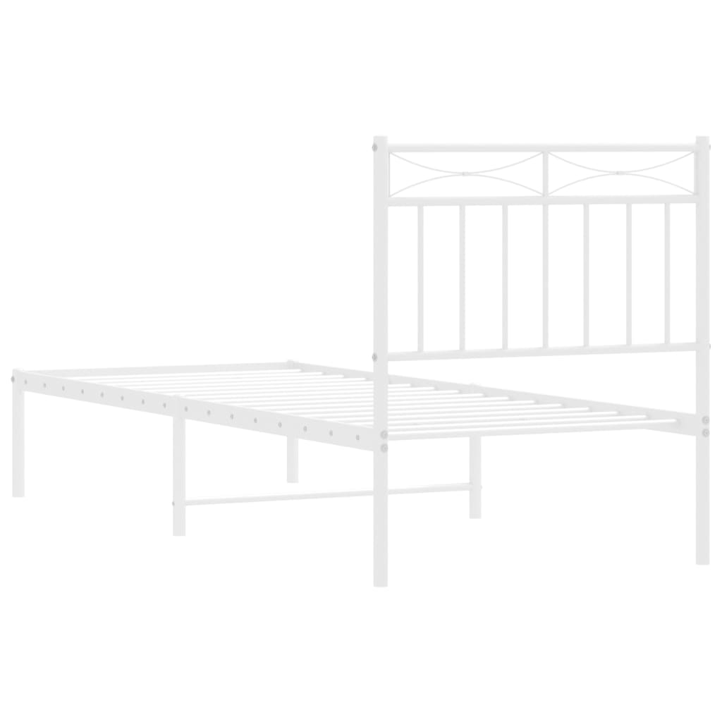 Cadre de lit métal sans matelas avec tête de lit blanc 75x190cm - XIOS