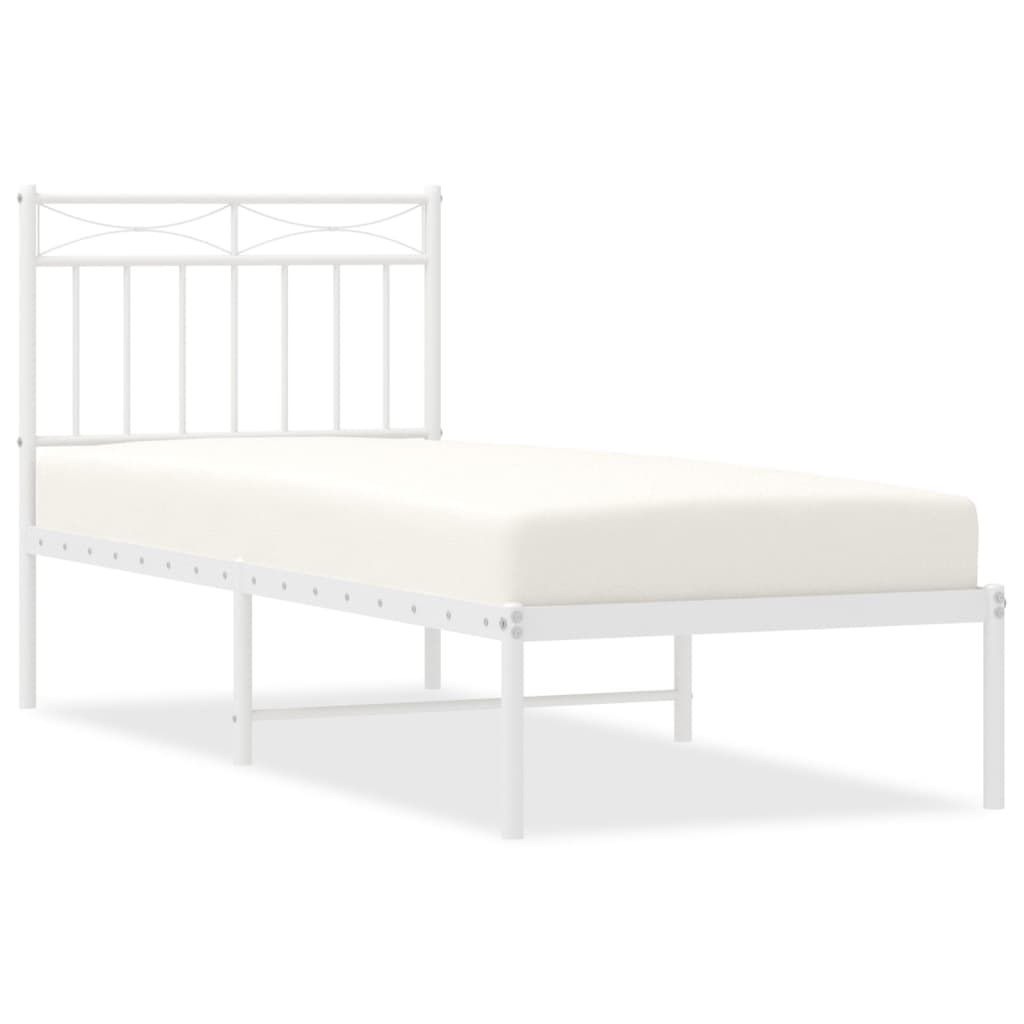 Cadre de lit métal sans matelas avec tête de lit blanc 80x200cm - XIOS