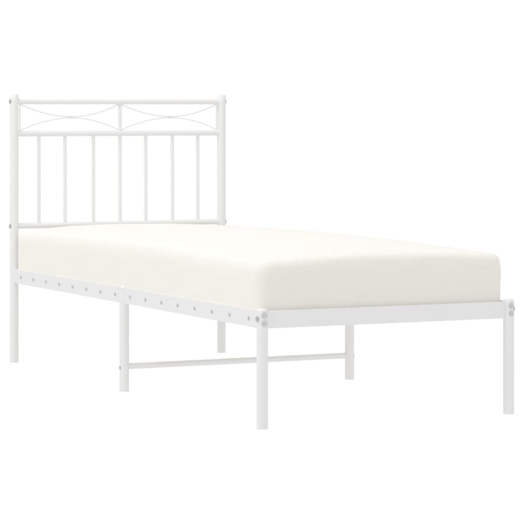 Cadre de lit métal sans matelas avec tête de lit blanc 80x200cm - XIOS