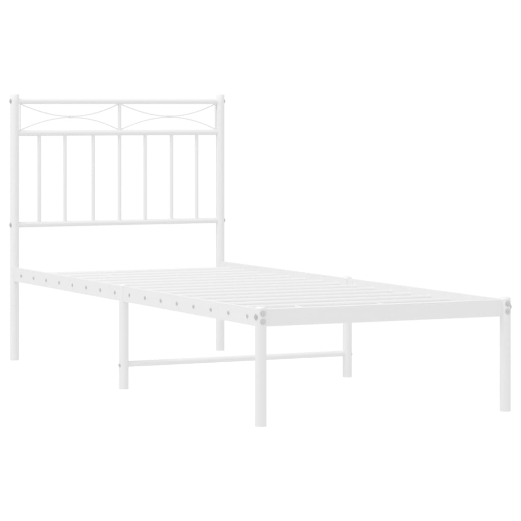Cadre de lit métal sans matelas avec tête de lit blanc 80x200cm - XIOS