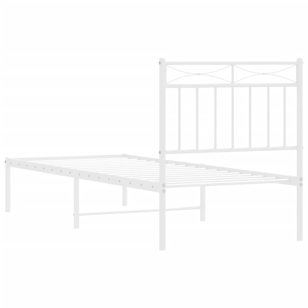 Cadre de lit métal sans matelas avec tête de lit blanc 80x200cm - XIOS
