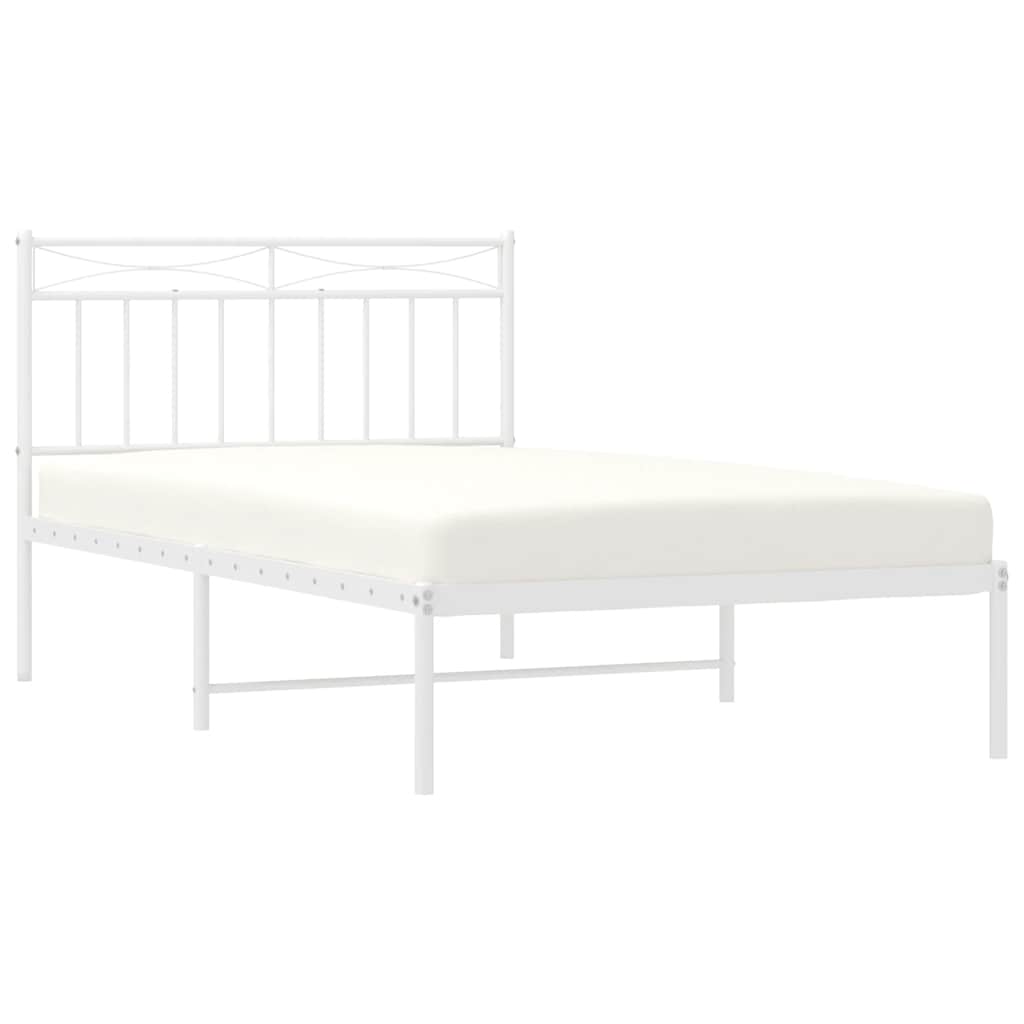 Cadre de lit métal sans matelas et tête de lit blanc 100x200 cm