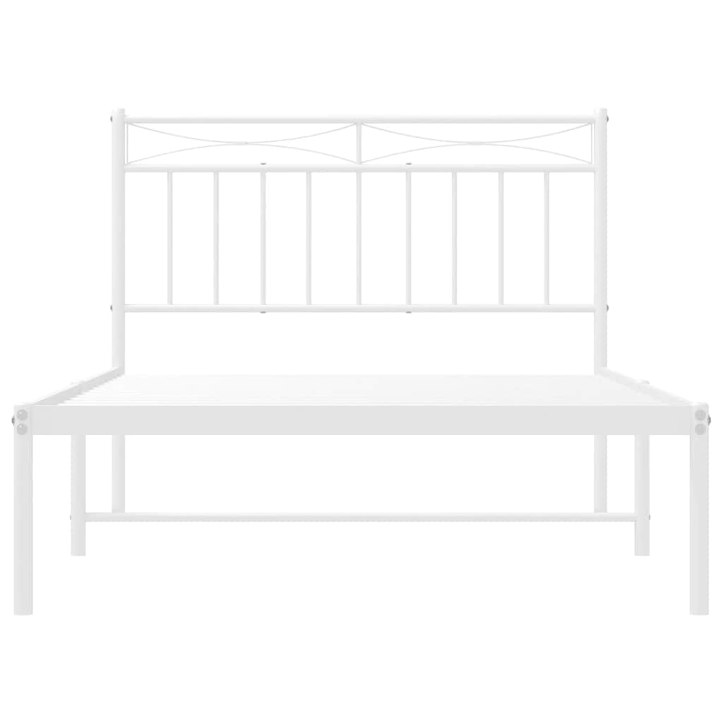 Cadre de lit métal sans matelas et tête de lit blanc 100x200 cm