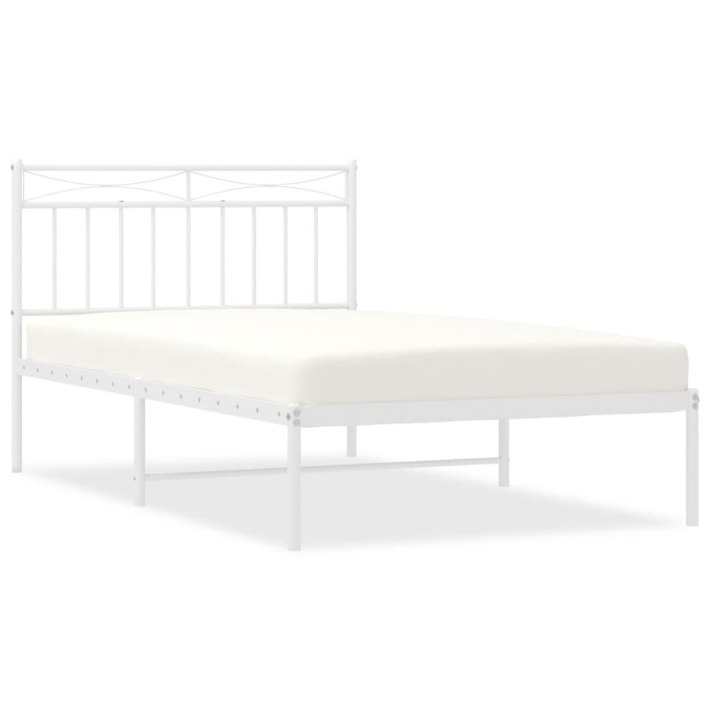 Cadre de lit métal sans matelas et tête de lit blanc 107x203 cm - XIOS