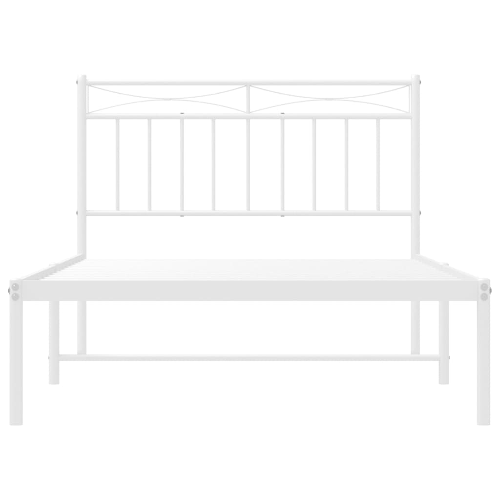 Cadre de lit métal sans matelas et tête de lit blanc 107x203 cm - XIOS