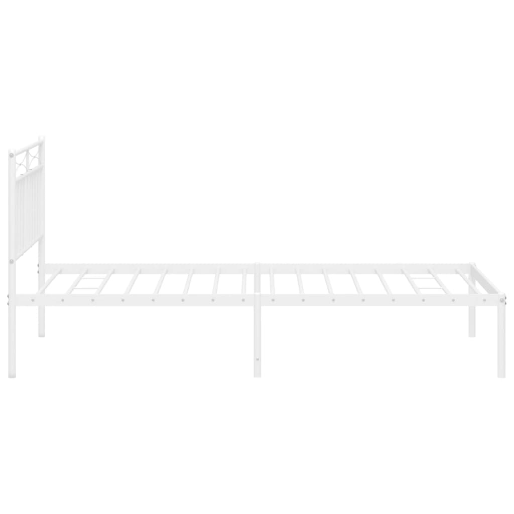 Cadre de lit métal sans matelas et tête de lit blanc 107x203 cm - XIOS