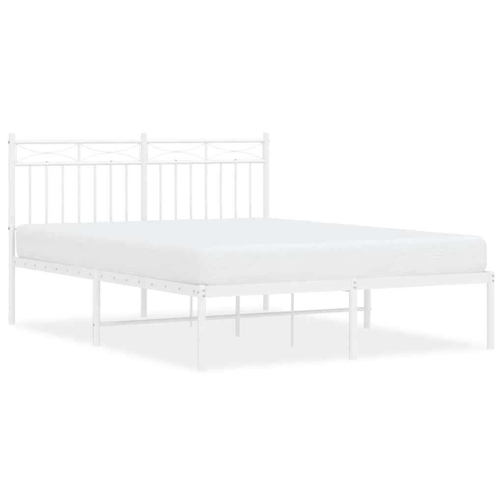 Cadre de lit métal sans matelas et tête de lit blanc 135x190 cm - XIOS
