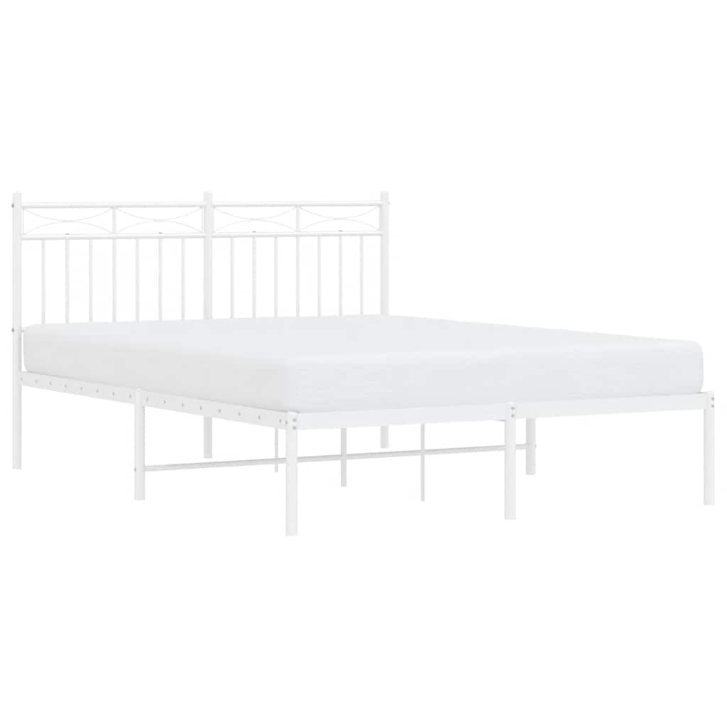 Cadre de lit métal sans matelas et tête de lit blanc 135x190 cm - XIOS