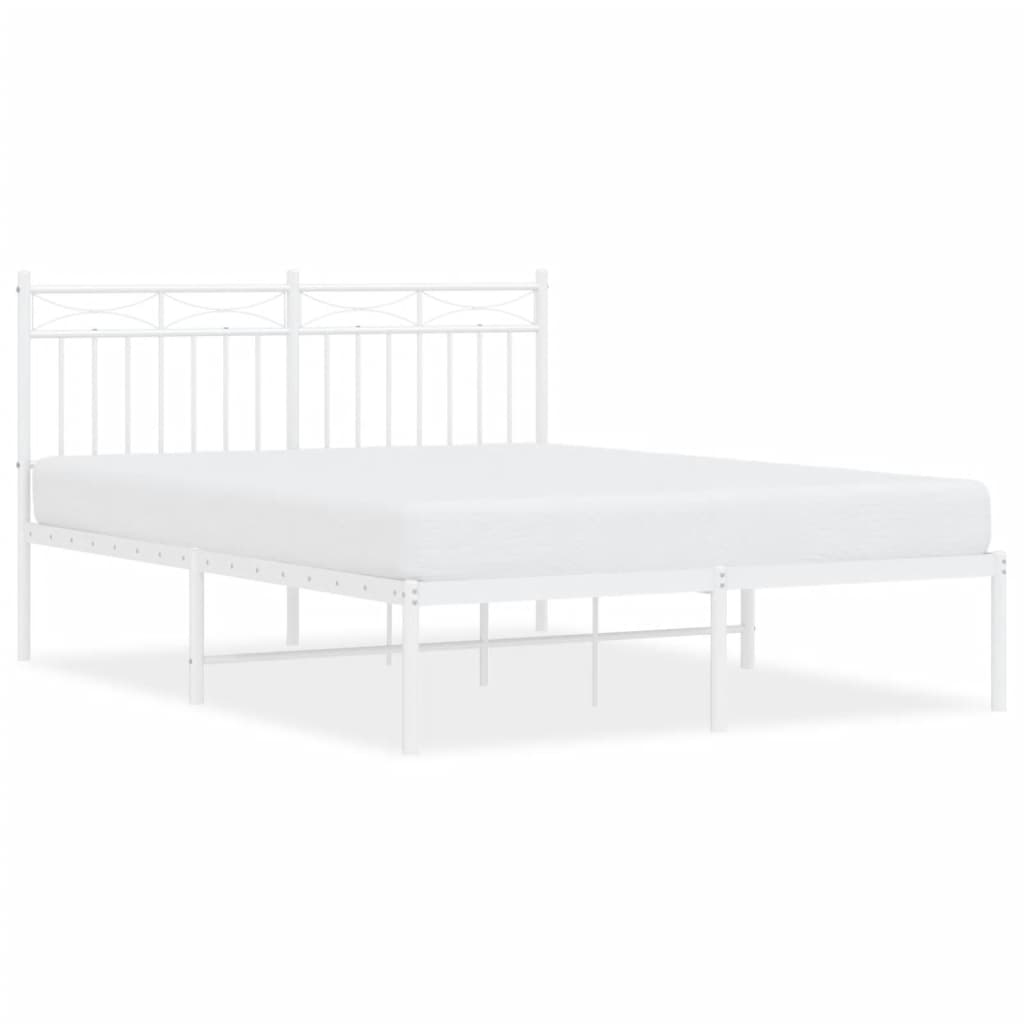 Cadre de lit métal sans matelas et tête de lit blanc 140x200 cm - XIOS