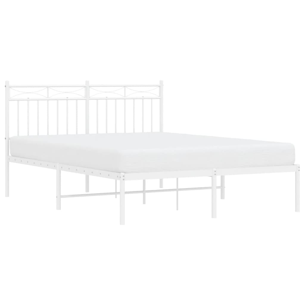 Cadre de lit métal sans matelas et tête de lit blanc 140x200 cm - XIOS