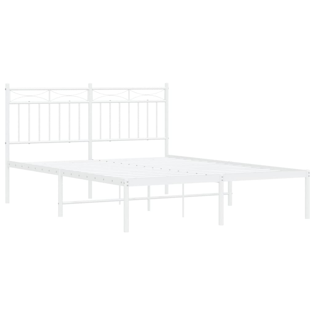 Cadre de lit métal sans matelas et tête de lit blanc 140x200 cm - XIOS