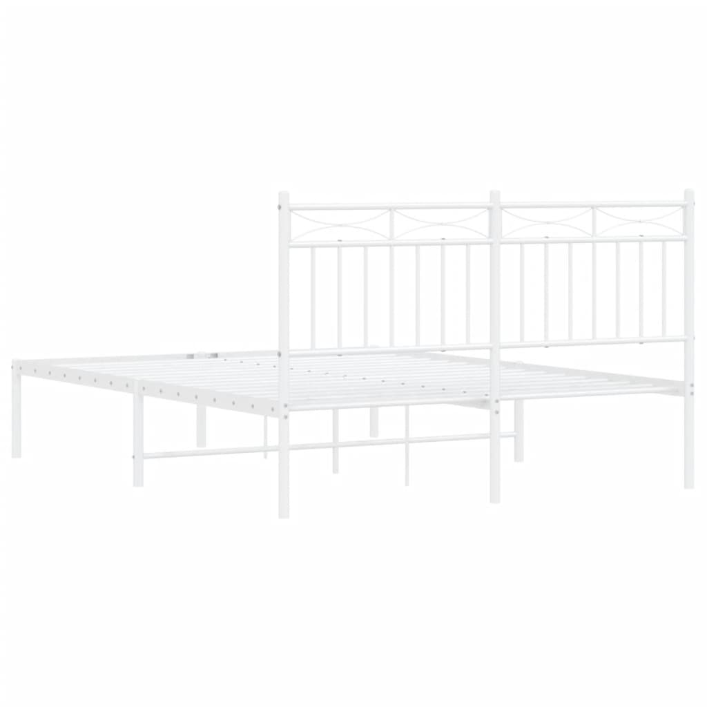 Cadre de lit métal sans matelas et tête de lit blanc 140x200 cm - XIOS