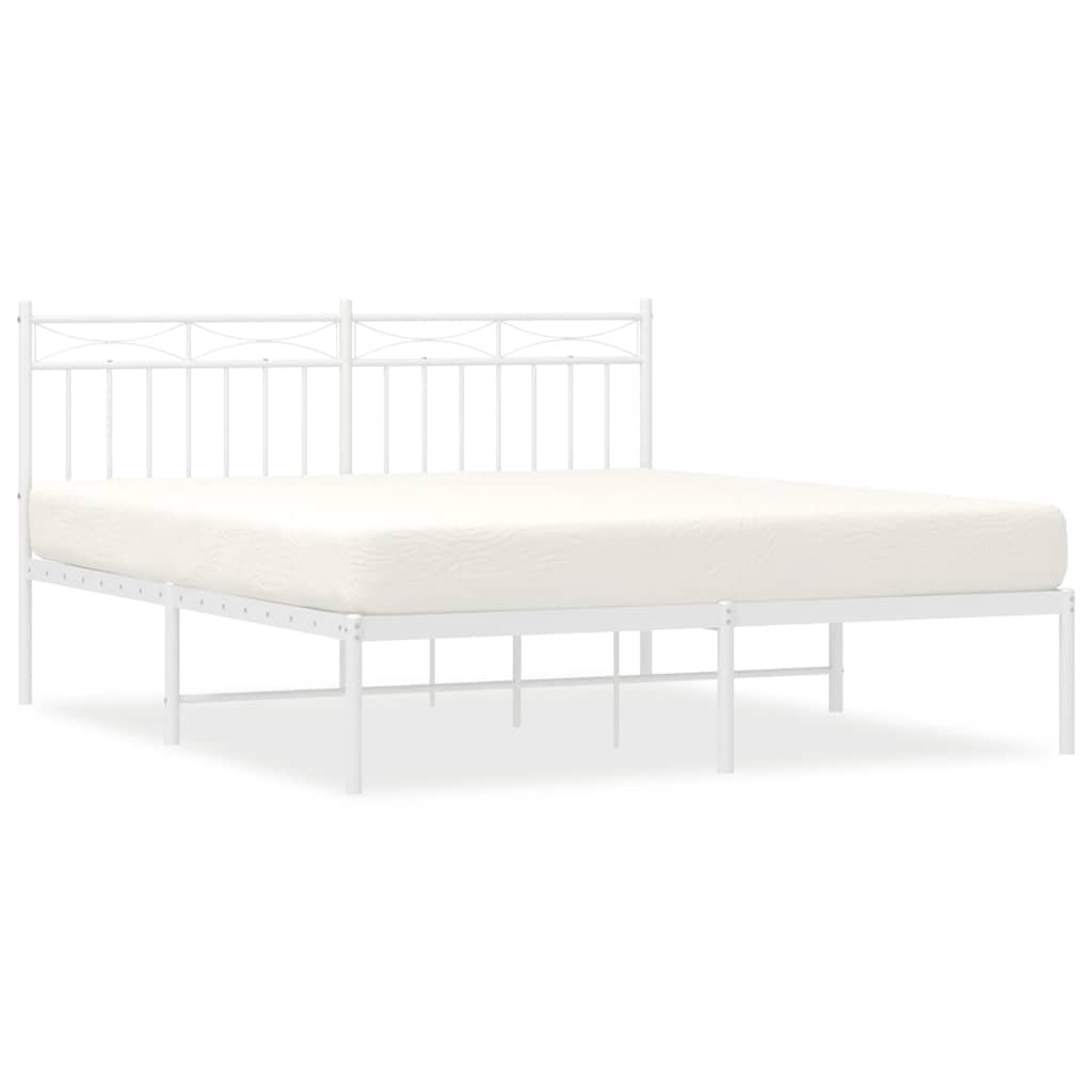 Cadre de lit métal sans matelas et tête de lit blanc 150x200 cm - XIOS