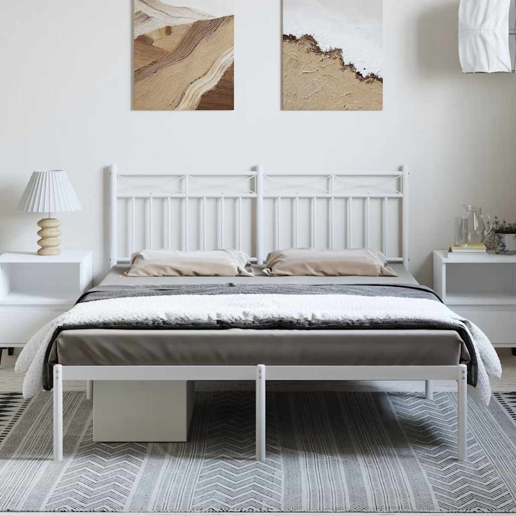 Cadre de lit métal sans matelas et tête de lit blanc 150x200 cm - XIOS