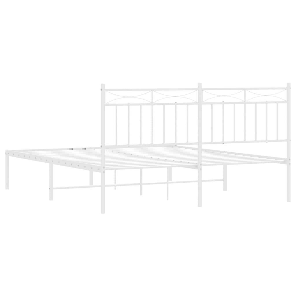 Cadre de lit métal sans matelas et tête de lit blanc 150x200 cm - XIOS