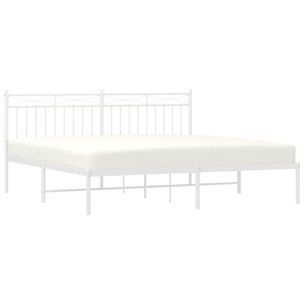 Cadre de lit métal sans matelas et tête de lit blanc 183x213 cm - XIOS