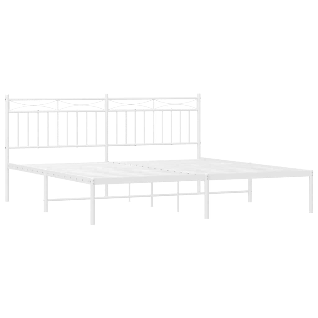 Cadre de lit métal sans matelas et tête de lit blanc 183x213 cm - XIOS