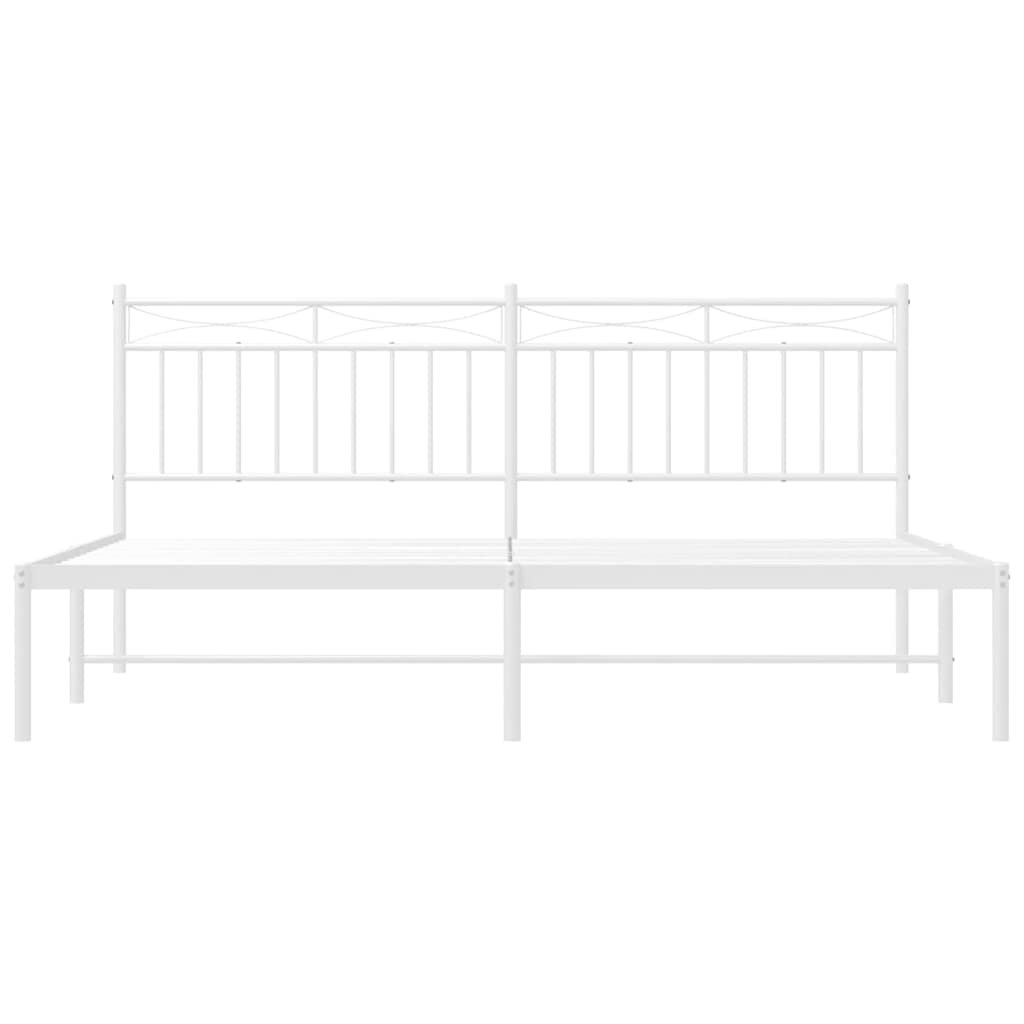 Cadre de lit métal sans matelas et tête de lit blanc 183x213 cm - XIOS