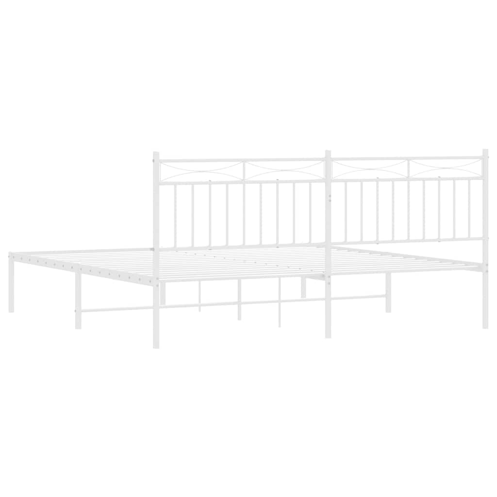 Cadre de lit métal sans matelas et tête de lit blanc 183x213 cm - XIOS