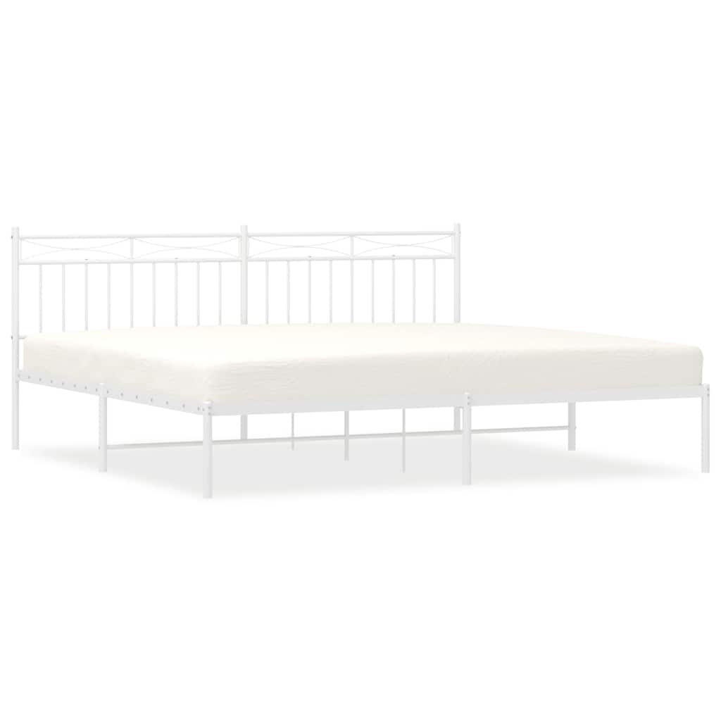 Cadre de lit métal sans matelas et tête de lit blanc 193x203 cm - XIOS