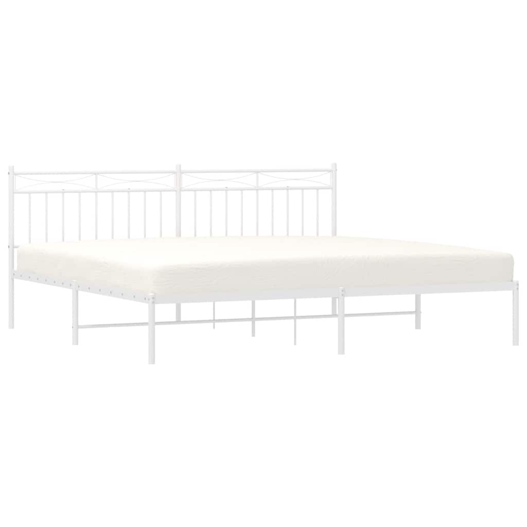 Cadre de lit métal sans matelas et tête de lit blanc 193x203 cm - XIOS