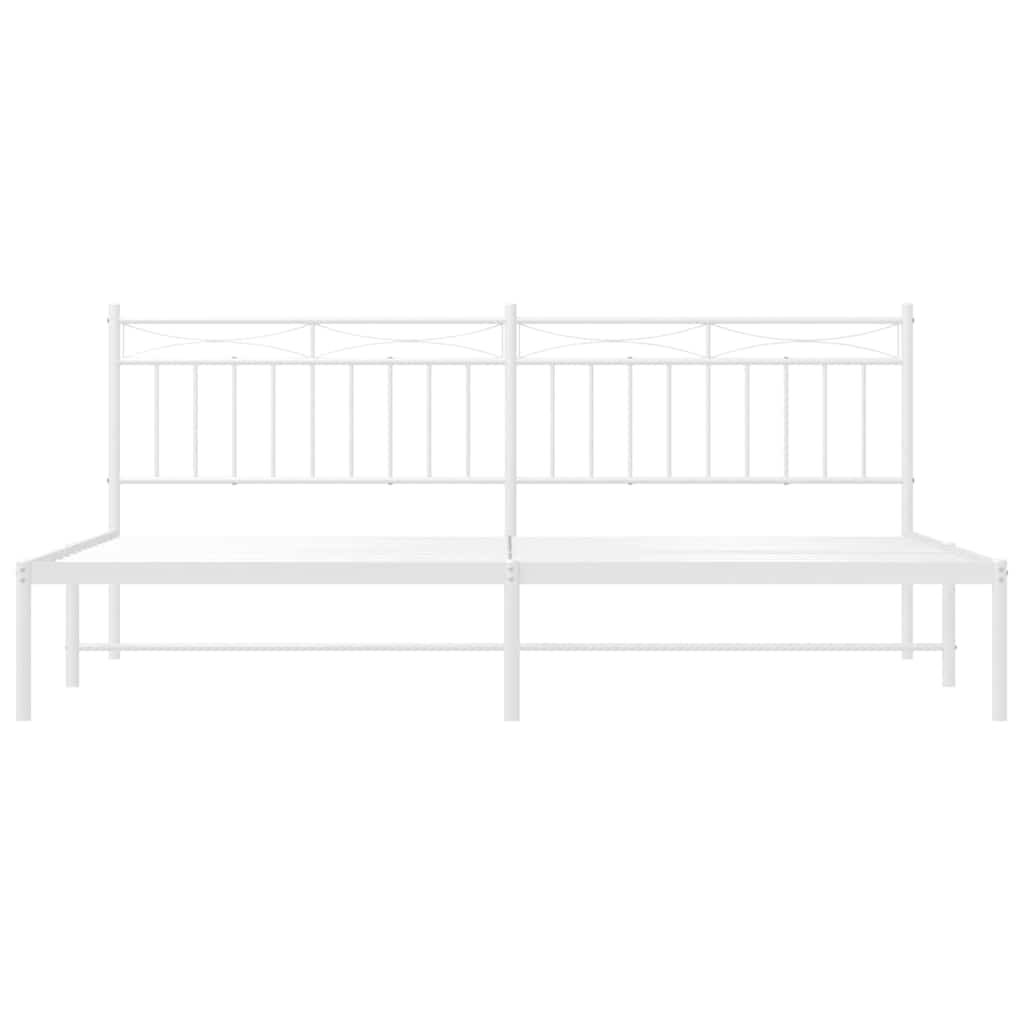 Cadre de lit métal sans matelas et tête de lit blanc 193x203 cm - XIOS