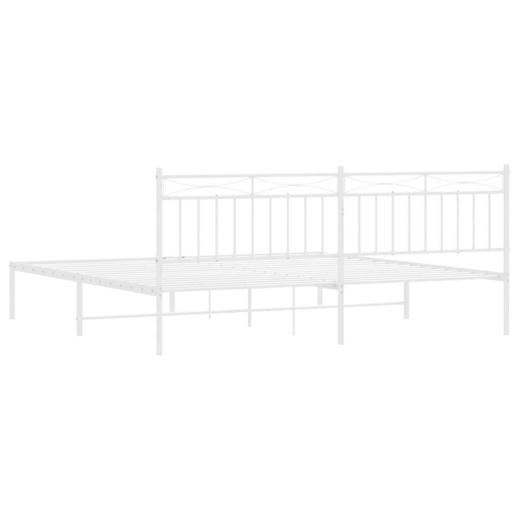 Cadre de lit métal sans matelas et tête de lit blanc 193x203 cm - XIOS
