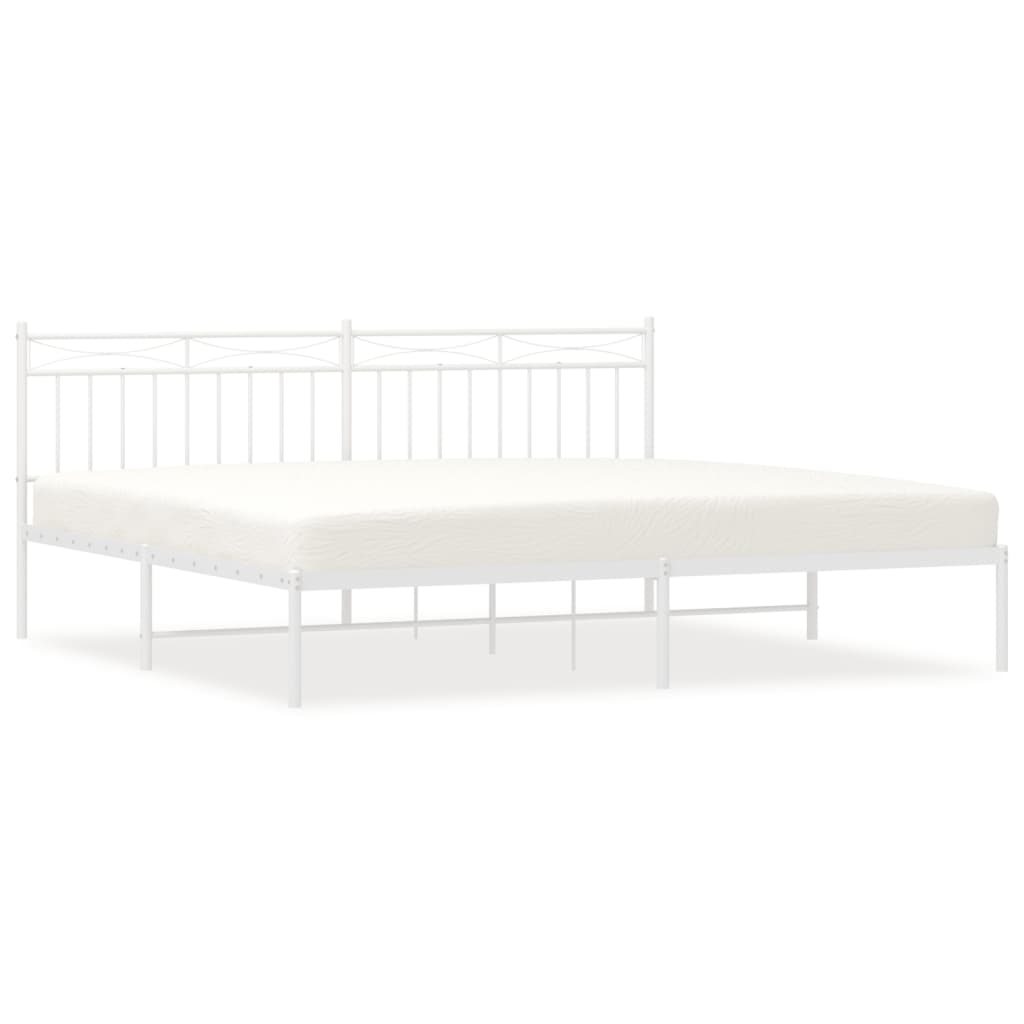 Cadre de lit métal sans matelas et tête de lit blanc 200x200 cm - XIOS