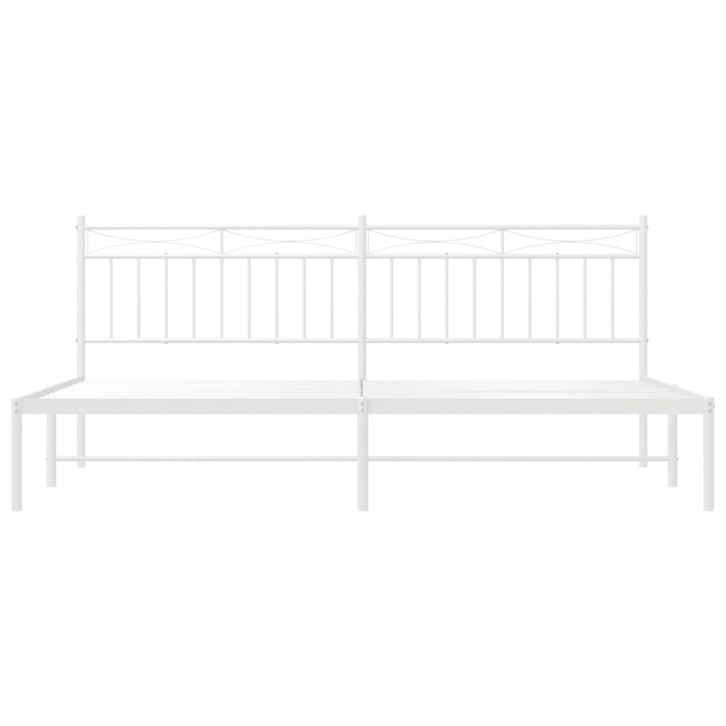 Cadre de lit métal sans matelas et tête de lit blanc 200x200 cm - XIOS