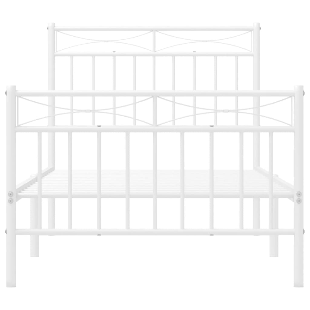 Cadre de lit métal sans matelas avec pied de lit blanc 90x190cm - XIOS