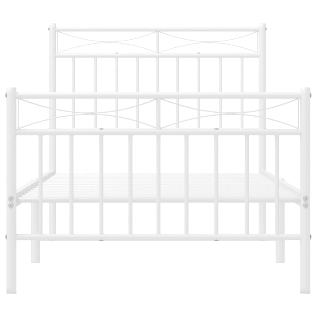 Cadre de lit métal sans matelas avec pied de lit blanc 90x200cm - XIOS
