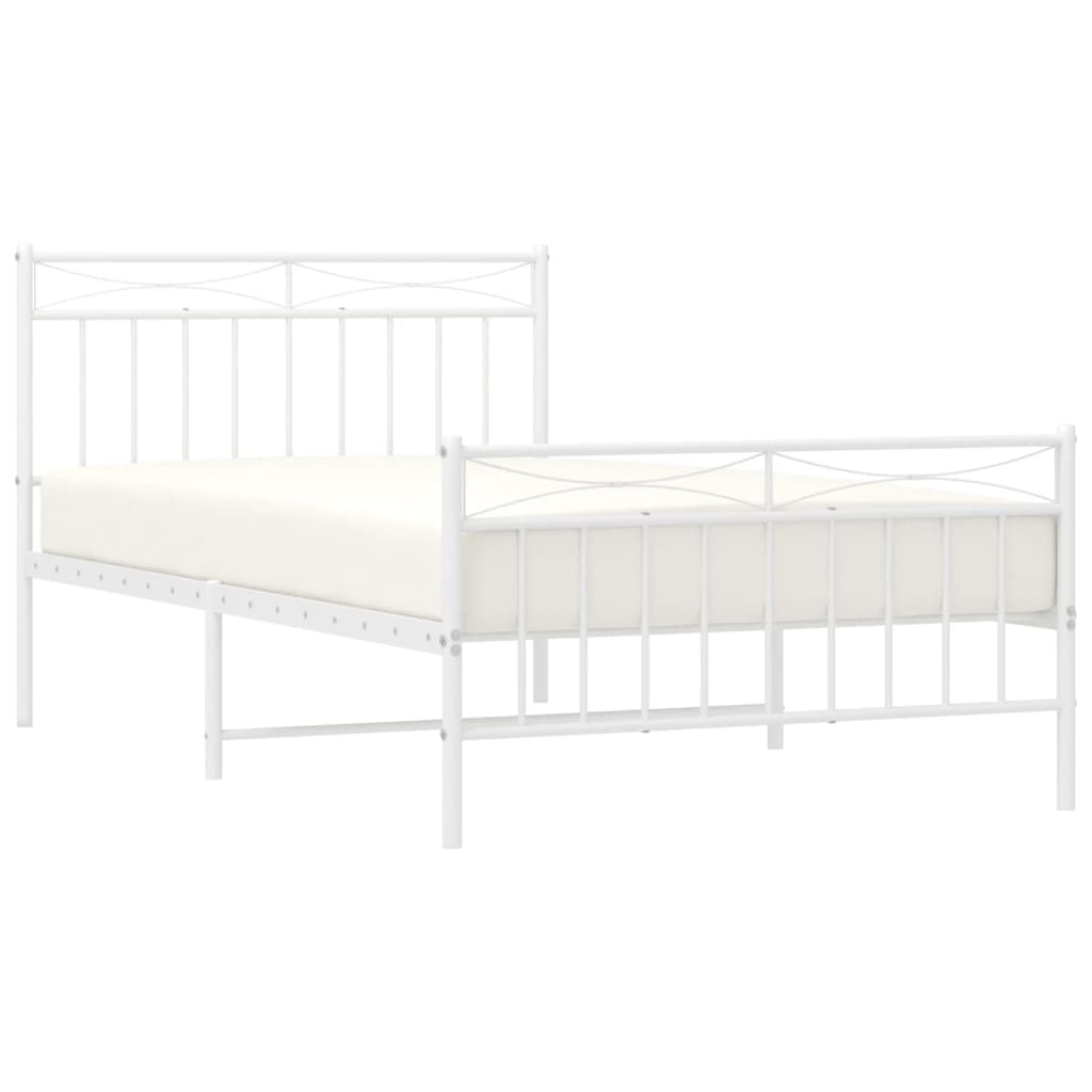 Cadre de lit métal sans matelas et pied de lit blanc 107x203 cm - XIOS