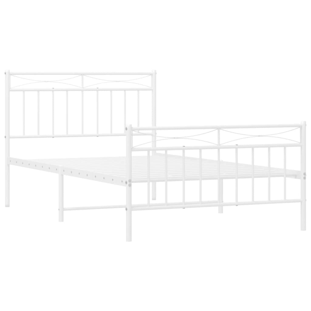 Cadre de lit métal sans matelas et pied de lit blanc 107x203 cm - XIOS