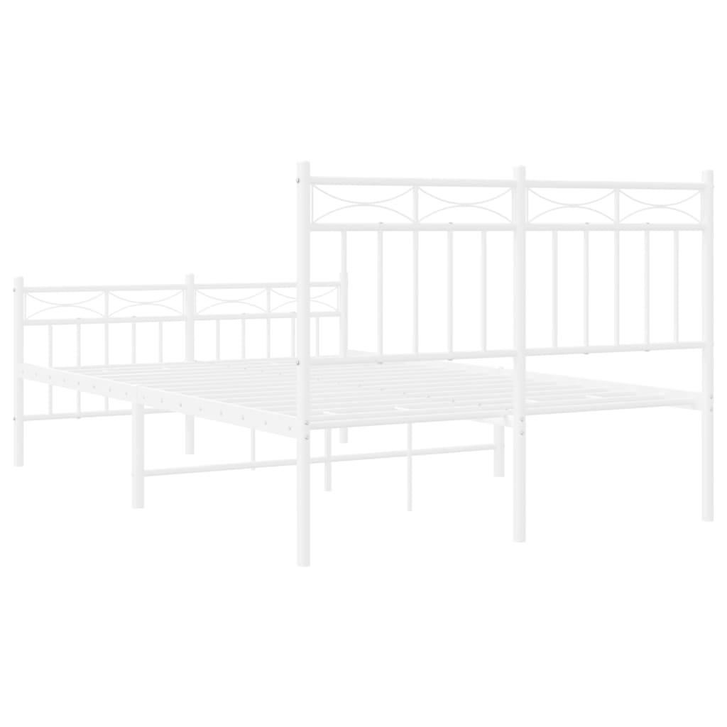 Cadre de lit métal sans matelas et pied de lit blanc 120x190 cm - XIOS