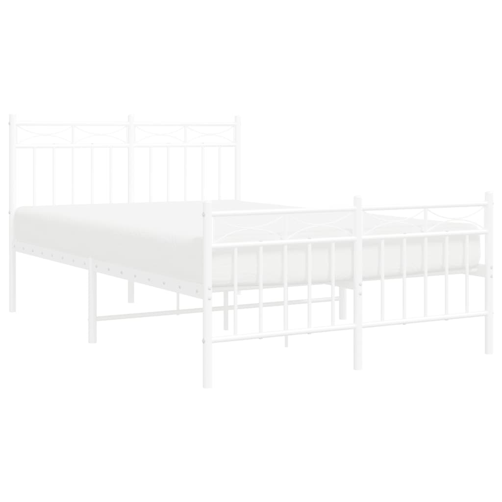 Cadre de lit métal sans matelas et pied de lit blanc 120x200 cm - XIOS