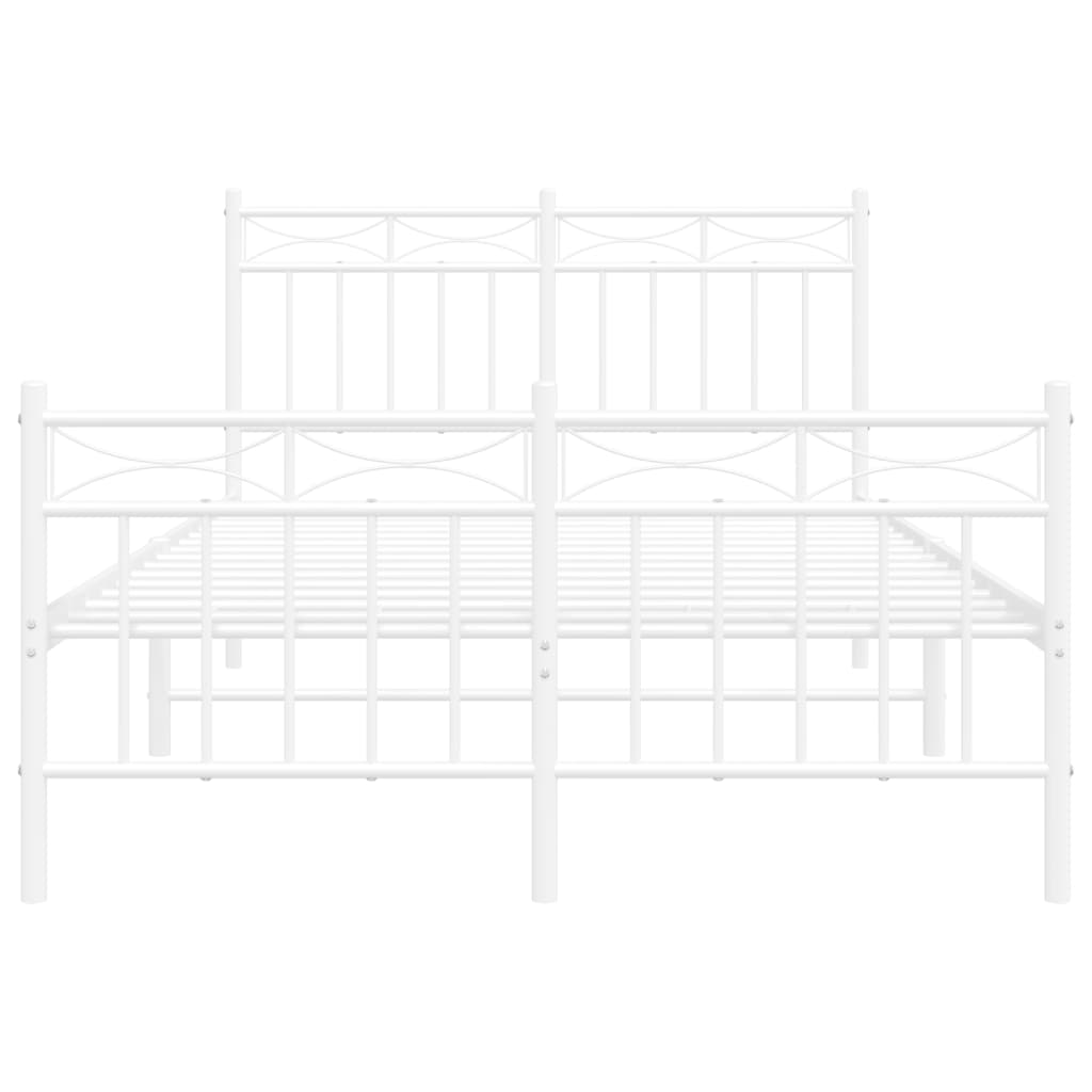 Cadre de lit métal sans matelas et pied de lit blanc 120x200 cm - XIOS