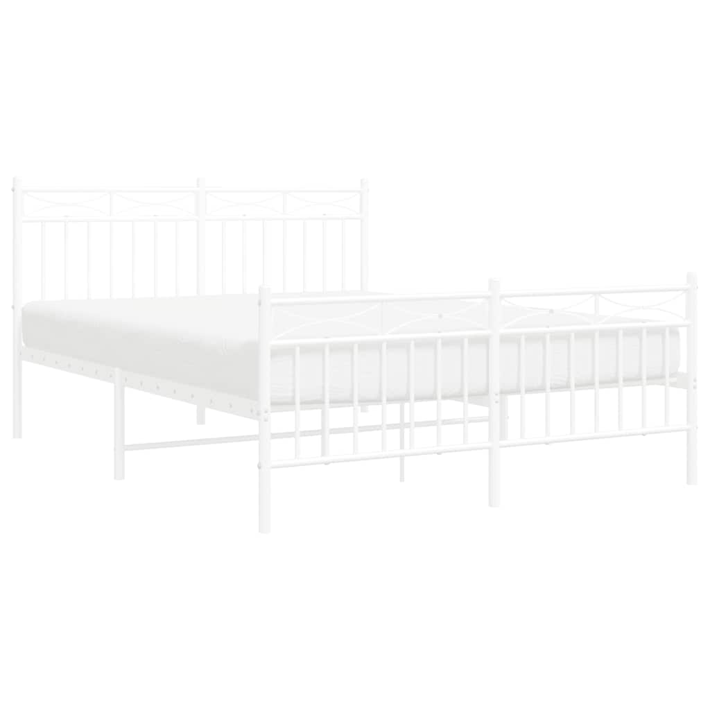 Cadre de lit métal sans matelas et pied de lit blanc 135x190 cm - XIOS