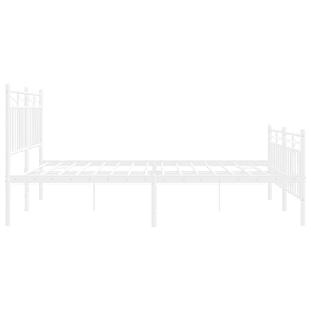 Cadre de lit métal sans matelas et pied de lit blanc 135x190 cm - XIOS